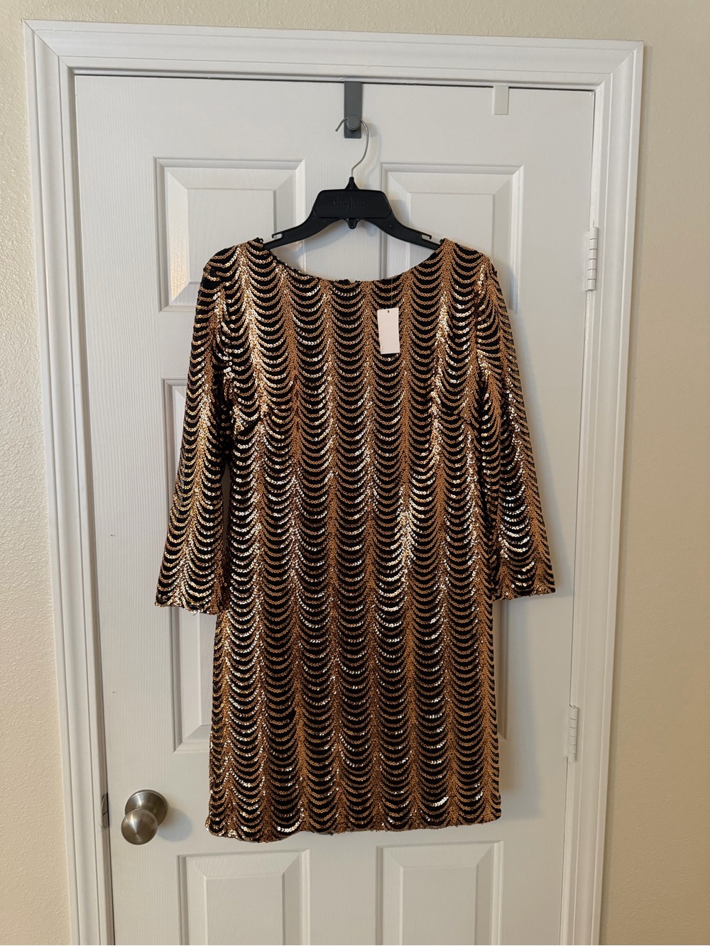 Gold Sequin Wave Sheath Mini Dress - Women